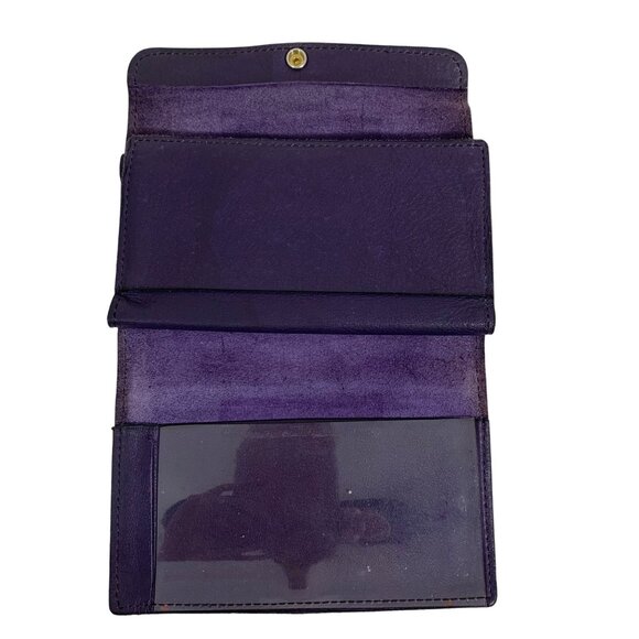 VTG Artisan Purple Leather Snap Closure Travel Wallet Multiple Card Slots - Picture 4 of 10